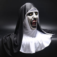 Load image into Gallery viewer, The Nun Horror Mask Cosplay Valak Scary Latex Masks with Headscarf Veil Hood Full Face Helmet Horror Costume Halloween Prop