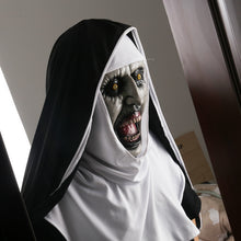 Load image into Gallery viewer, The Nun Horror Mask Cosplay Valak Scary Latex Masks with Headscarf Veil Hood Full Face Helmet Horror Costume Halloween Prop