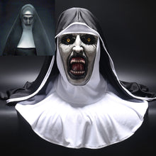 Load image into Gallery viewer, The Nun Horror Mask Cosplay Valak Scary Latex Masks with Headscarf Veil Hood Full Face Helmet Horror Costume Halloween Prop