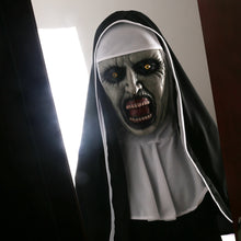 Load image into Gallery viewer, The Nun Horror Mask Cosplay Valak Scary Latex Masks with Headscarf Veil Hood Full Face Helmet Horror Costume Halloween Prop